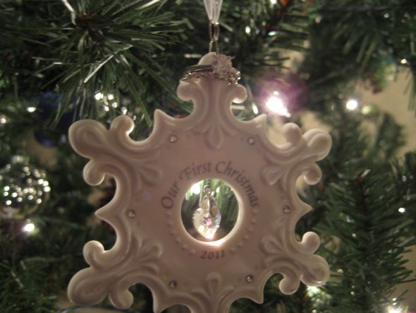 Pics of your Ring and Favorite Ornaments! :  wedding engaged engagement ring rings christmas xmas x mas diamond holidays tree ornament IMG 1345