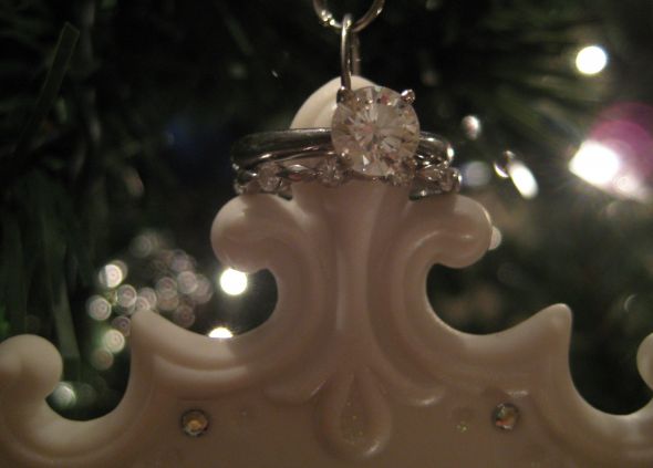 Pics of your Ring and Favorite Ornaments! :  wedding engaged engagement ring rings christmas xmas x mas diamond holidays tree ornament IMG 1486