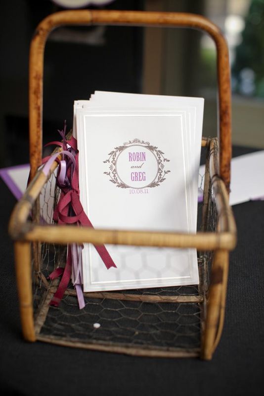 Easy booklet program wedding gold pink purple ceremony diy 