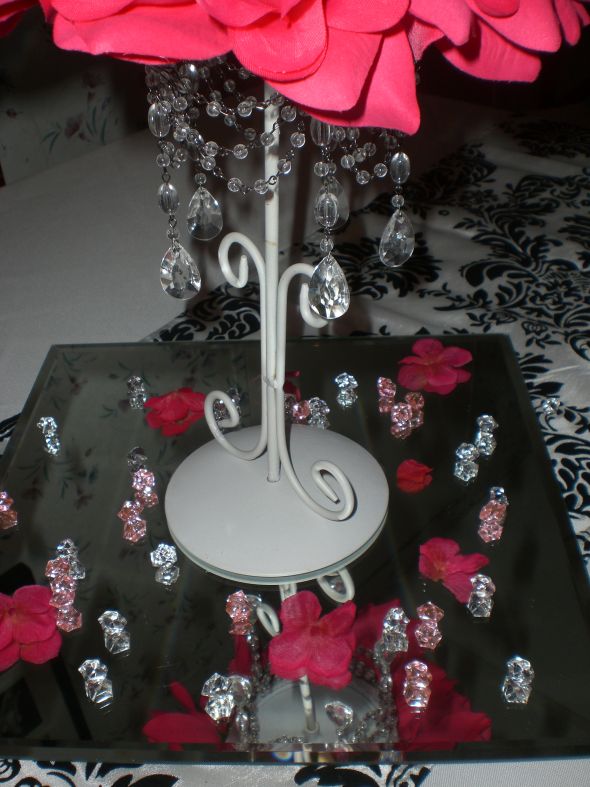 DIY mock up centerpiece. What do you think? :  wedding diy centerpiece damask fuchsia pink CIMG6253