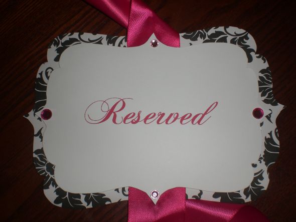 DIY Reserved Sign wedding reserved sign reserved diy fuchsia black pink 