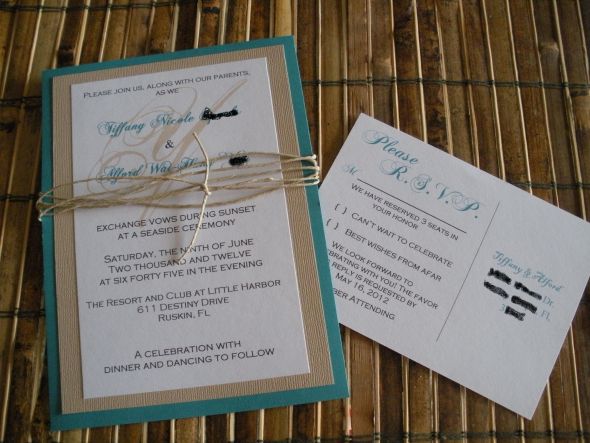 Teal Beach inspired Wedding Invitati