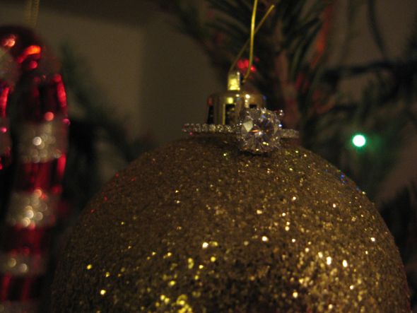 Pics of your Ring and Favorite Ornaments! :  wedding engaged engagement ring rings christmas xmas x mas diamond holidays tree ornament IMG 6109