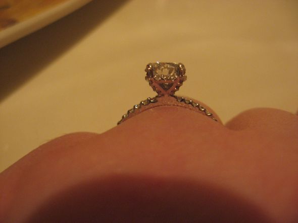 I'M ENGAGED! (+ ring porn!) :  wedding engaged proposal ring porn moissanite Weddingbee5