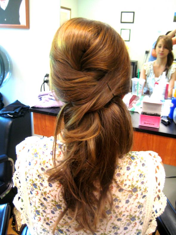 Need Help! Hair Up or Down? Less than 3 weeks away! :  wedding hair hair trial up or down help IMG 4035