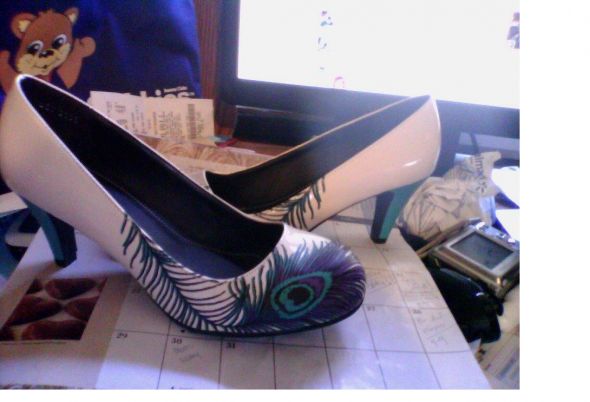 my amazing wedding shoesfour our purple and teal peacock themed wedding