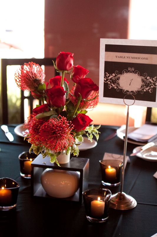 Black and White Vases :  wedding black white flowers diy reception 1047 MorrisonVanEckW2152CS