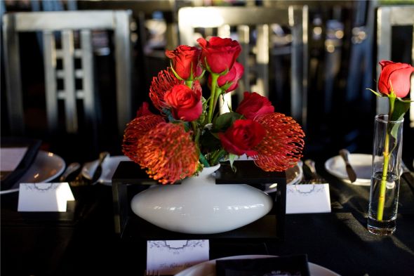Black and White Vases :  wedding black white flowers diy reception 1096 MorrisonVanEckW2355KB