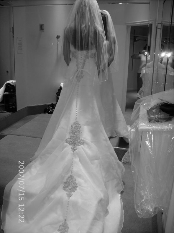 here it is in a black and white photo wedding gold ivory dress 