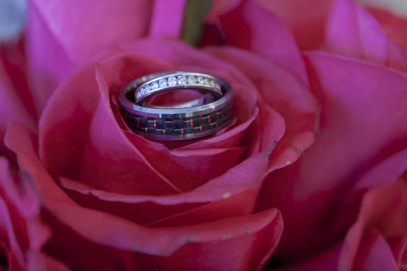 Our Wedding Bands wedding tungsten rose roses diamond band black red Rings