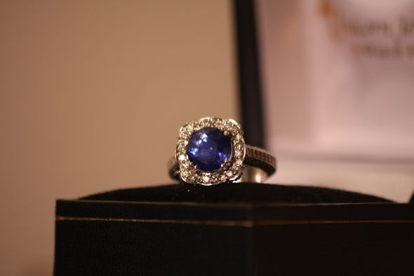 Can I see your nondiamond engagement ring and any sapphire ring advice welcomed! : wedding sapphire ering blue diamond IMG 0911