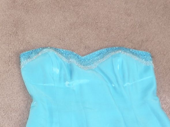Auqua fitted dress....must see pictures : wedding auqua blue bling beading fitted tubtop teal navy bridesmaids dress P1030378