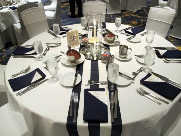 25 Navy and White Striped Table Runners wedding table runners white navy 