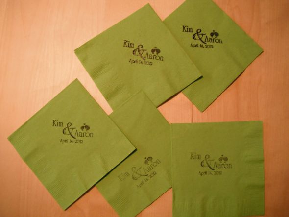 Emboss or stamp cocktail napkins Easy DIY wedding napkin stamp emboss 
