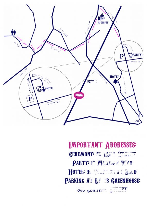 Printed invitations, now change of plans :  wedding maps mistake invitation change of plans Beemap