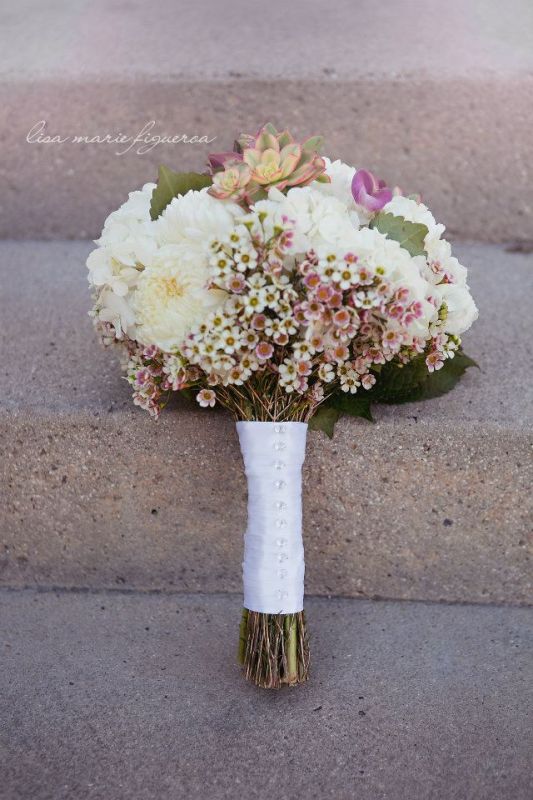 My Finished Bouquet wedding green pink purple white ivory silver 