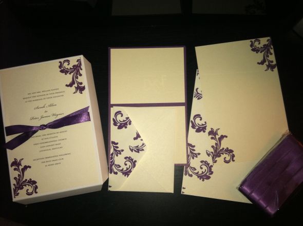 Completed Bride's Invitation Kit wedding invitations purple orange brides 