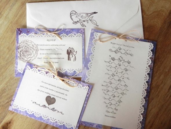 DIY Rustic Romance Invites wedding rustic romance lace raffia Smuged
