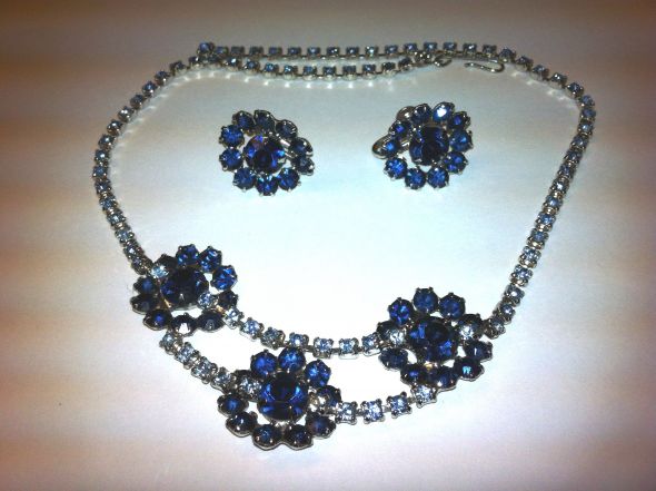 Do I have to be all matchy-matchy? COLOR DILEMMA! :  wedding wedding colors bridesmaid dresses jewelry non matching bridesmaid dresse non matching Vintage Rhinestone Necklace Earring Set