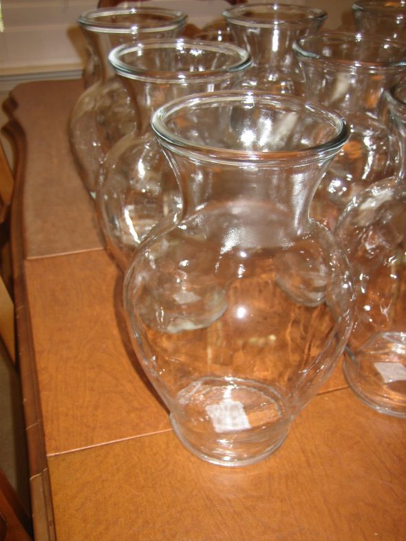  15 Large Clear Vases and 30 matching smaller vases 95 wedding vases 