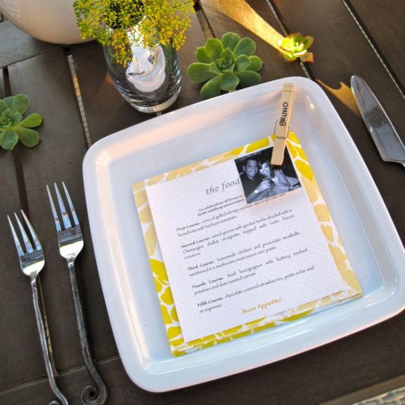 clothespin with custom menu idea wedding place card table setting 