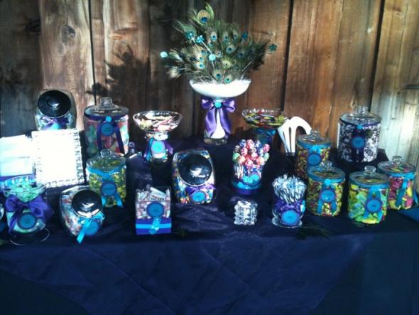 Candy Buffet with Peacock Feathers t