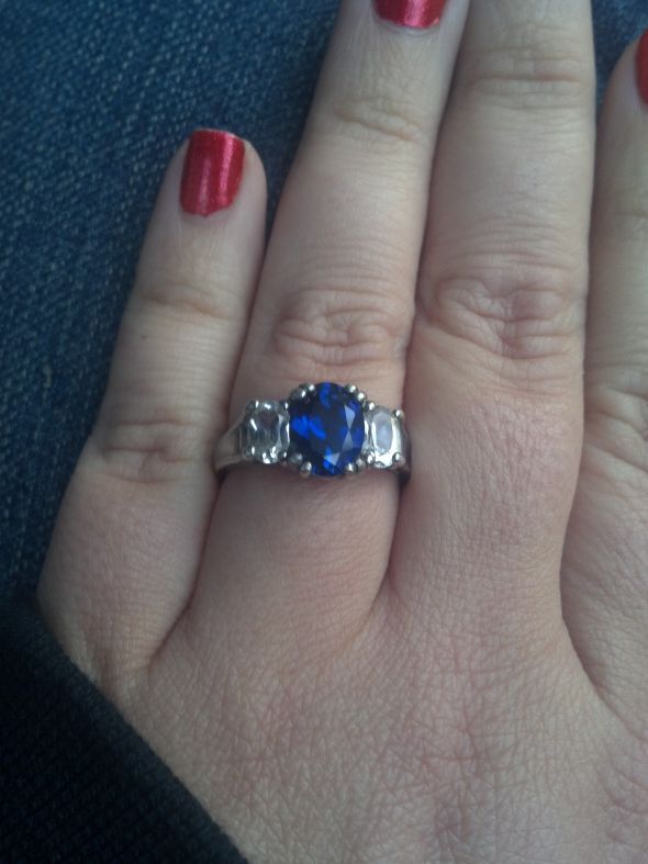my aqua RHR is done!  show me your RHRs... (pix) :  wedding Sapphire 3 Stone 2