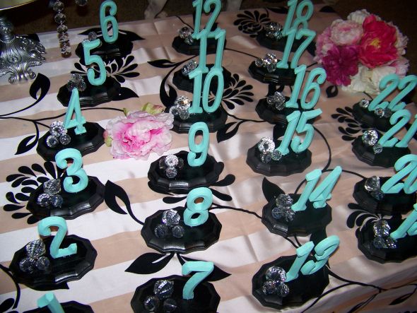 Tabel Numbers wedding decor reception numbers tables tiffany blue black