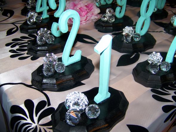  Numbers wedding decor reception numbers tables tiffany blue black blue 