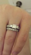 Show me your e-ring: Three stone, princess center and round brilliant sides. : wedding 2011 12 26 16 54 01 404