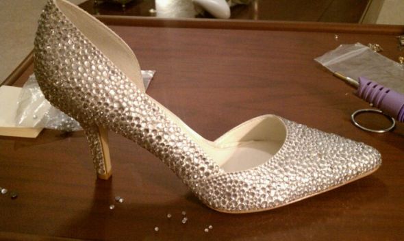 DIY Crystal Shoes : wedding crystal wedding shoe diy pearl Shoes