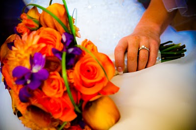 Fall Wedding Bouquets/Boutonnieres Inspiration :  wedding fall bouquets Jen Provin   Orange And Purple Bouquet
