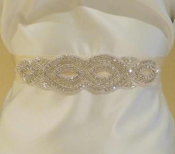 Genuine Crystal Rhinestone Bridal Sashes made with prong set crystal 
