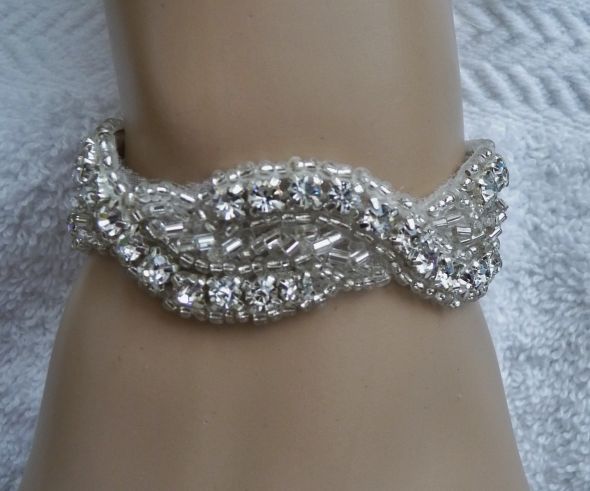 Crystal Rhinestone Bridal Bracelet : wedding bridal bracelet rhinestone bracelet bracelet wedding jewelry handmade bridesmaid jewelr ivory white silver bridesmaids dress Lu
