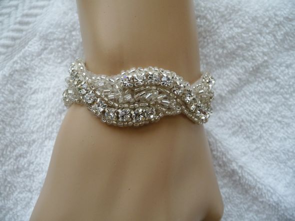 Crystal Rhinestone Bridal Bracelet : wedding bridal bracelet rhinestone bracelet bracelet wedding jewelry handmade bridesmaid jewelr ivory white silver bridesmaids dress Qa