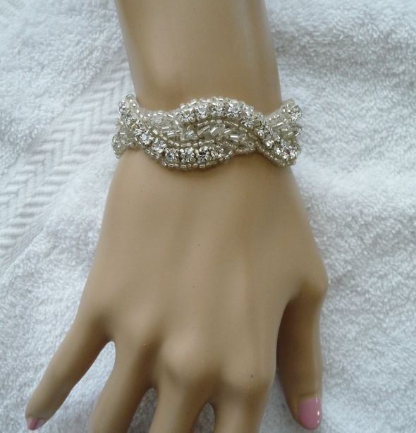 Crystal Rhinestone Bridal Bracelet : wedding bridal bracelet rhinestone bracelet bracelet wedding jewelry handmade bridesmaid jewelr ivory white silver bridesmaids dress Vv