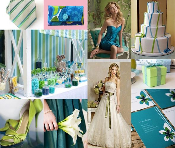  Table set up wedding decor color turquoise greens Teal And Lime Green
