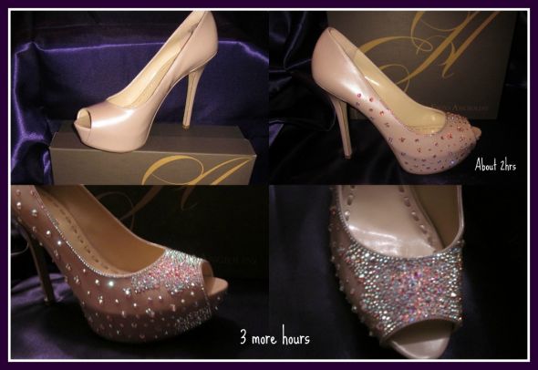 My DIY Crystal Shoes :  wedding shoes crystals swarovski bling diy Crystal Shoe Progress