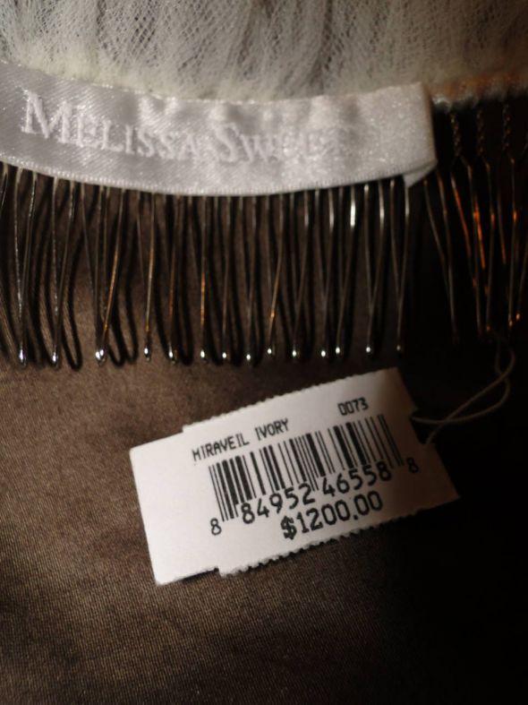 BRAND NEW WITH TAGS: Authentic Melissa Sweet Mira Veil - Chapel Length : wedding melissa sweet mira veil chapel ivory flowers lace ceremony dress jewelry Mira Veil Tag