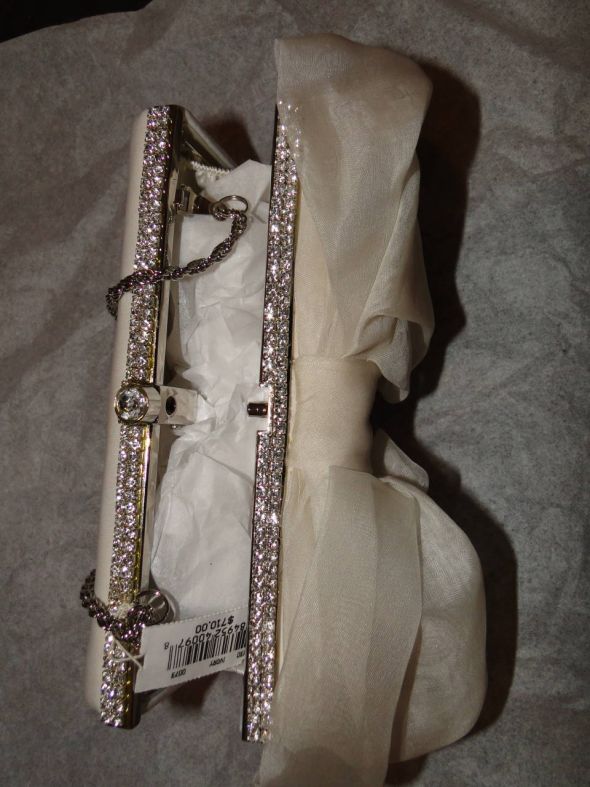 Bespoke -  Authentic Nancy Jane Ivory Clutch :  wedding nancy jane clutch bow organza swarovski purse bride ivory inspiration ceremony dress ring jewelry makeup reception shoes Nancy Jane   Top