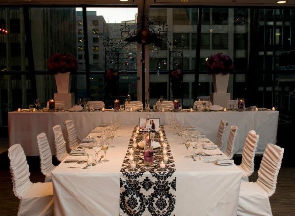 Hanging Vases and Head Table setup wedding head table hanging vases 