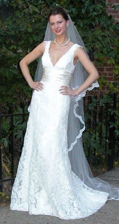WANTED.. Lace Wedding Gown :  wedding lace dress mermaid ivory dress All Lace V Neck Wedding Gown 2