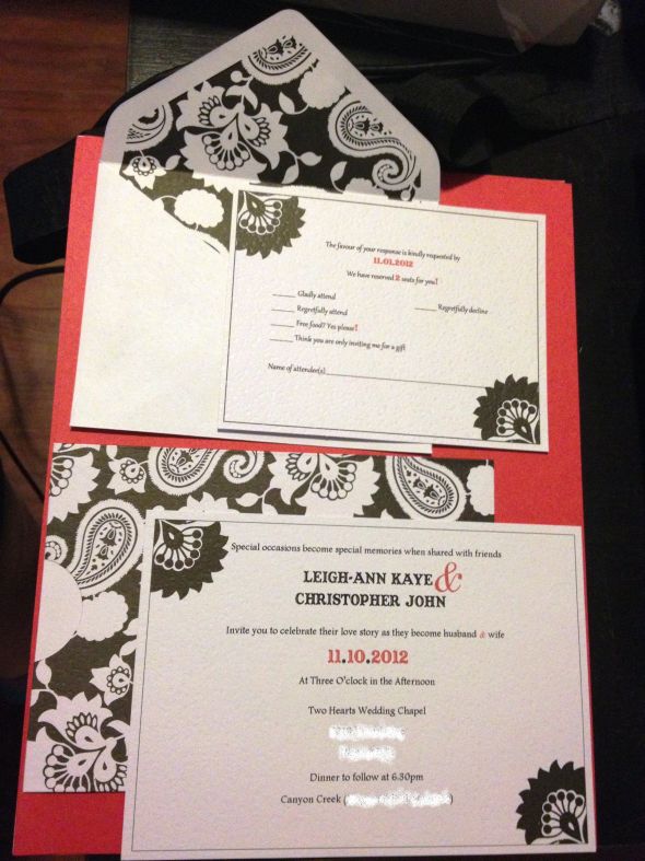 Our DIY invitation