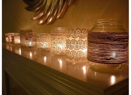 Mason Jar Lace Candle Holders wedding mason jars lace lighting candles 