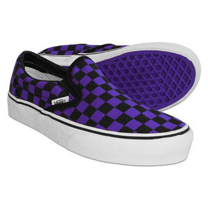 vans slip on nightshade purple checkered skate shoes