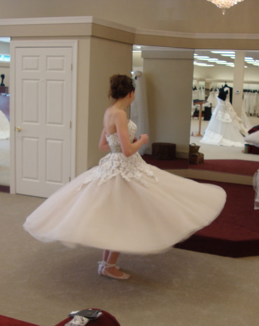 First Dress Fitting!! So excited! :  wedding dress fitting justin alexander tea length Twirrrrling