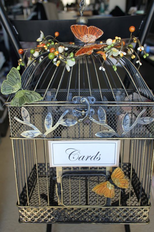 Birdcage card holders customized to your colors and even names dates too