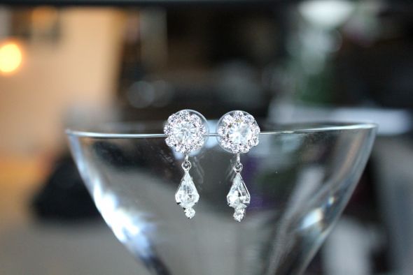 Rhinestone BLING Rosette Earrings, Hairpins, Etc. :  wedding rhinestone hair pin rosette earrings rhinestone pearls bridesmaid jewelry bridal jewelry white ivory silver bridesmaids ceremony jewelry Flower3