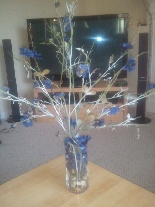 Last Minute Branch Centerpiece Decor - Help! :  wedding diy branches centerpiece advice BranchCrystalDrop