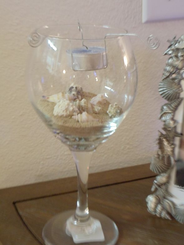  Wine Glass Centerpiece wedding shells sand beach centerpiece 